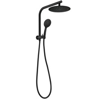WELS Black Round 2in1 9" Rain Shower Head & 3 Modes Handheld Gooseneck Arm Mixer / Taps