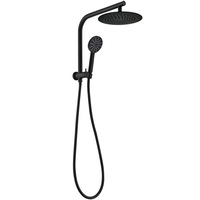 WELS Black Round 2in1 9" Rain Shower Head & Handheld Gooseneck Arm Mixer / Taps