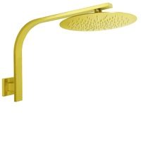 WELS Brushed Gold 12" Rainfall Shower Head Square High Rise Gooseneck Arm Round Set