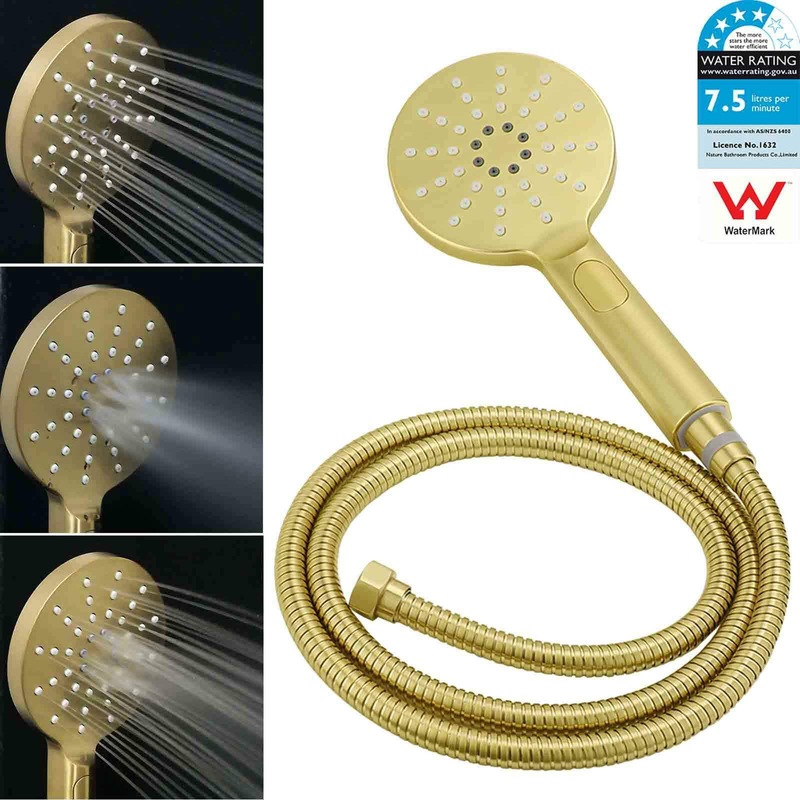 Buy Wels Brushed Gold 2in1 Shower Rainfall Head 3 Mode Handheld