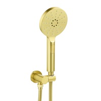 WELS Brushed Gold Round 3 Modes Handheld Shower Head & Wall Connector Holder Set