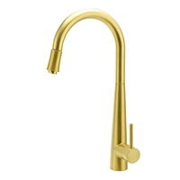 WELS Brushed Gold Round Kitchen Sink Tap Basin Mixer Faucet Flexible Pull Out Spout