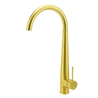 WELS Brushed Gold Round Tall Kitchen Sink Basin Mixer Swivel Faucet Tap Spout