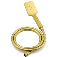 WELS 7.5L/min Brushed Gold Massage 3 Modes Shower Head 1.5m Hose Square Set