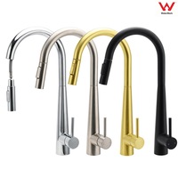 WELS Pull Out Stainless Steel 2 Modes Plastic Faucet Head Swivel Spout Kitchen Tap Sink Faucet Mixer