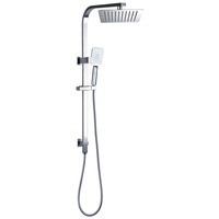 WELS Square 8/10/12" Twin Shower Head 3 Modes Handheld Silde Wall Rail Combo Set