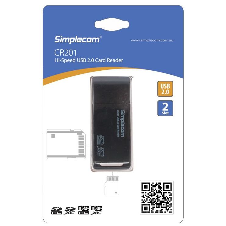Simplecom CR201 2 Slot Hi-Speed USB SD Card Reader