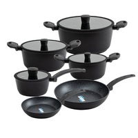 10pc Marble Stone Non-Stick Cookware Set, Frypan, Saucepan, Casserole