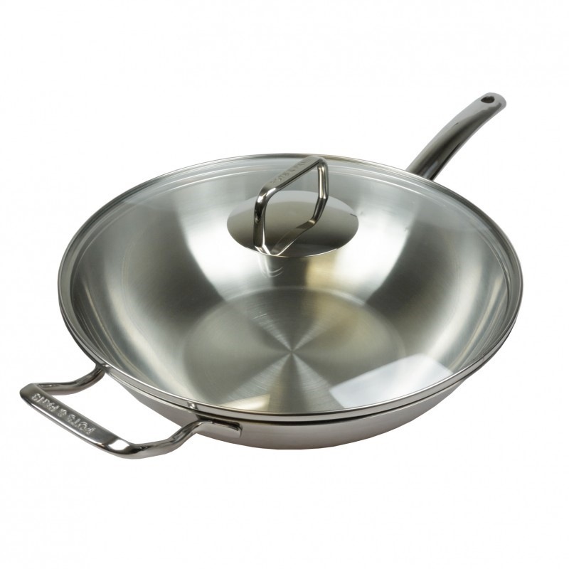 Buy 32cm x 9cm Wok with lid and deep fry rack MyDeal