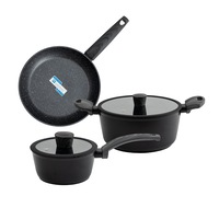5pcs Marble Stone Non-Stick Cookware Set, Frypan, Saucepan, Casserole, Ceramic