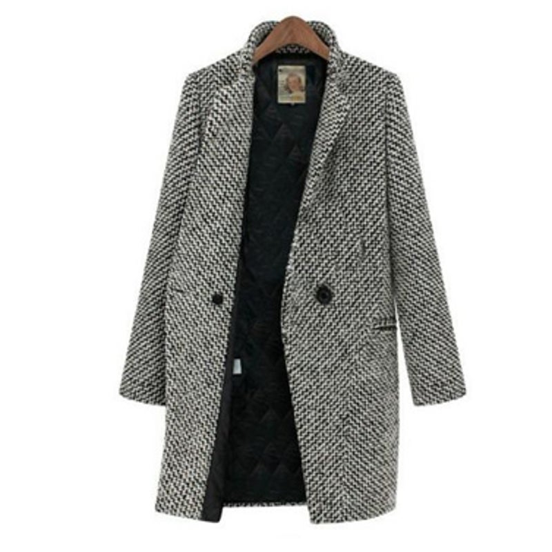 Buy Vintage Houndstooth Winter Wool Jacket Ladies Coat - MyDeal