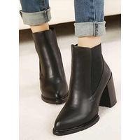 Faux Leather Black Chelsea Ankle Boots
