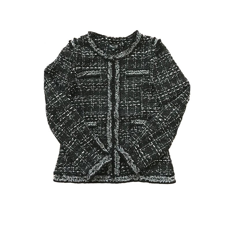 Buy Classic Black & White Collarless Boucle Jacket MyDeal