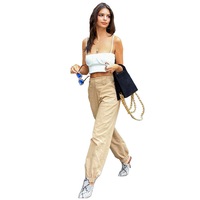 Emily High Waisted Relaxed-fit Chain Pants in Tan