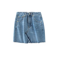 Kendall High Waist Frayed A-line Denim Skirt