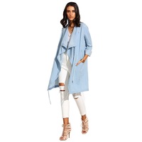 Lightweight Chambray Drape Long-line Jacket