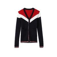 Long Sleeve Button Front Colour-block Sporty Cardigan