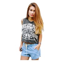 Low Rise Drawstring Sporty Denim Shorts in Blue