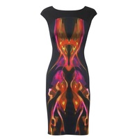 Nicole Satin Kaleidoscope Midi Dress with Back Zip