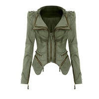 Vintage Wash Fitted Denim Jacket in Vintage Green