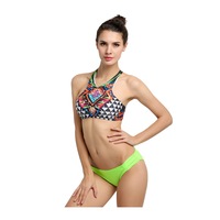 Tribal Print High Neck Crisscross Bikini Set
