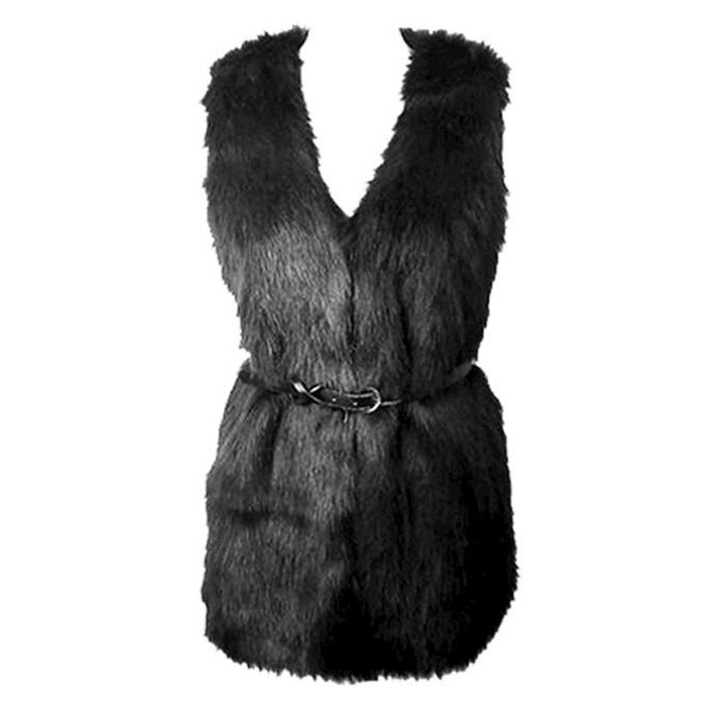 Buy Olivia Woolly Black Faux Fur Vest - Black - MyDeal