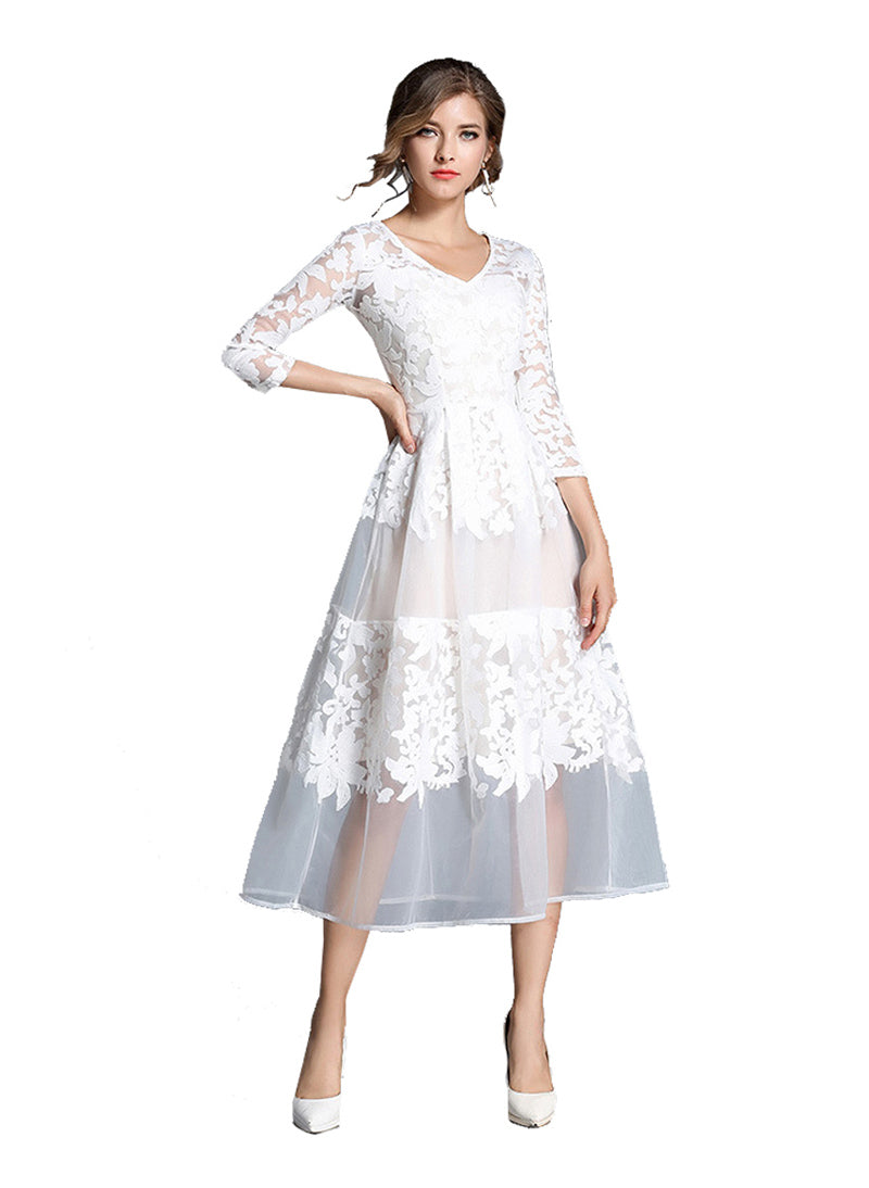 Buy White Sheer Mesh Embroidered Maxi Dress MyDeal Australia — free download