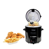 TODO 0.9L Deep Fryer Adjustable Thermostat Dial Black Stainless Steel Housing Basket