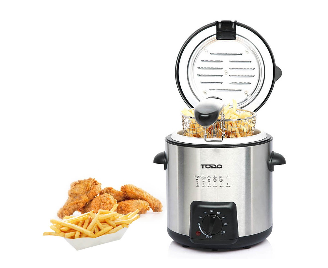 0.9L Deep Fryer Adjustable Thermostat Dial Stainless Steel Housing