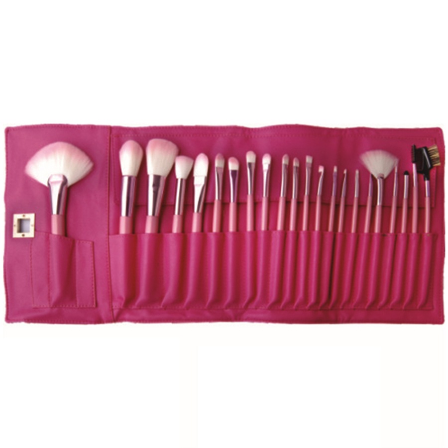 22 Piece Professional Makeup Brush Set Soft Bristle Multipurpose with Carry Case Pink