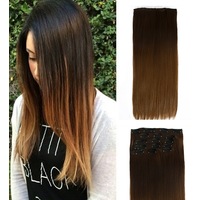 22" Two Tone Ombre Brown Synthetic Hair Straight 7Piece 16Clips 02