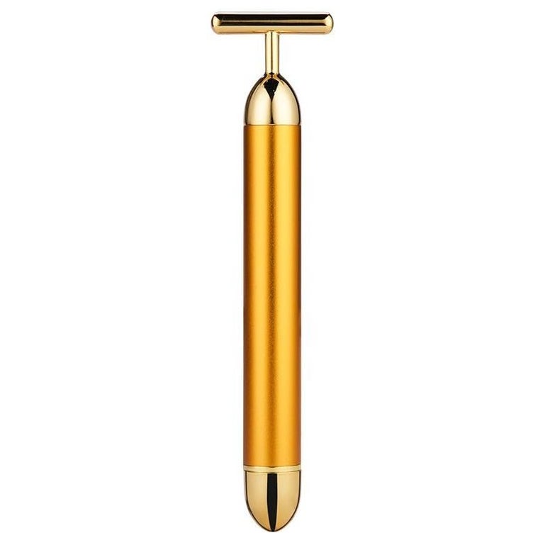 24K Golden Pulse Beauty Bar Firming Massager Gold Face Roller Japan Designed