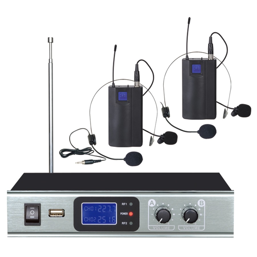 Buy Wireless Headset Microphone Vhf Dual Channel Head Mic Tc-Ll28A ...