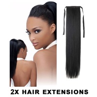 2Pcs 22" Black Brown Grade Aaa Synthetic Hair Extension Ponytail Straight 2X