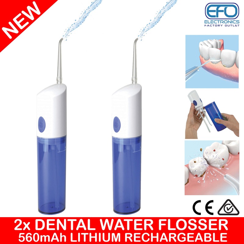 2X Water Dental Jet Pick Flosser 80 Psi 560Mah Battery Oral Irrigator
