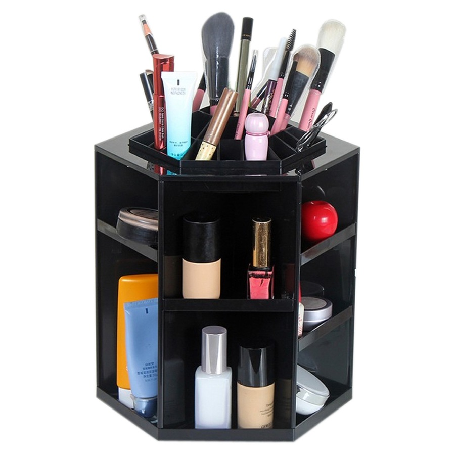 TODO 360 Rotating Makeup Organizer Container Spinning Hanger Rack Black