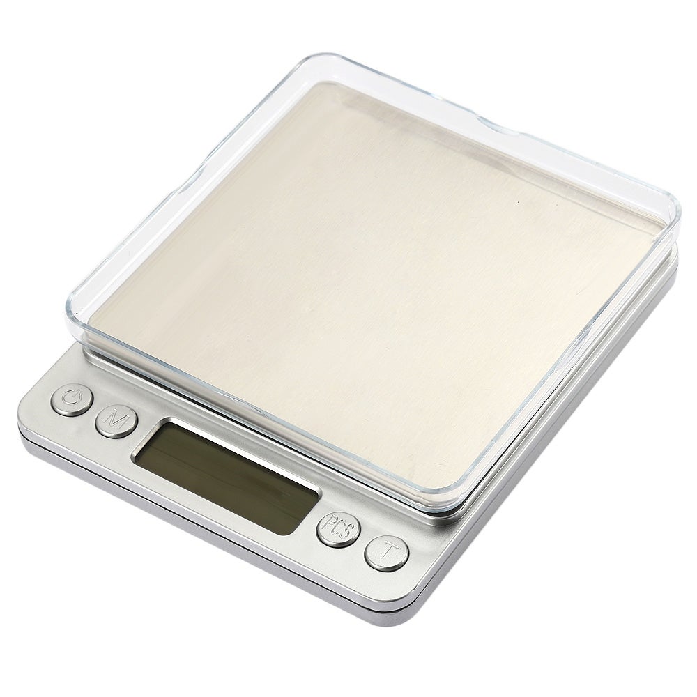 3Kg Stainless Steel Electronic Scale Clear Tray 0.1G Graduation Backlit Lcd Compact