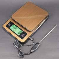 3Kg Stainless Steel Kitchen Scale W/ Temperature Detector Probe 0.1G Graduation Lcd Alarm