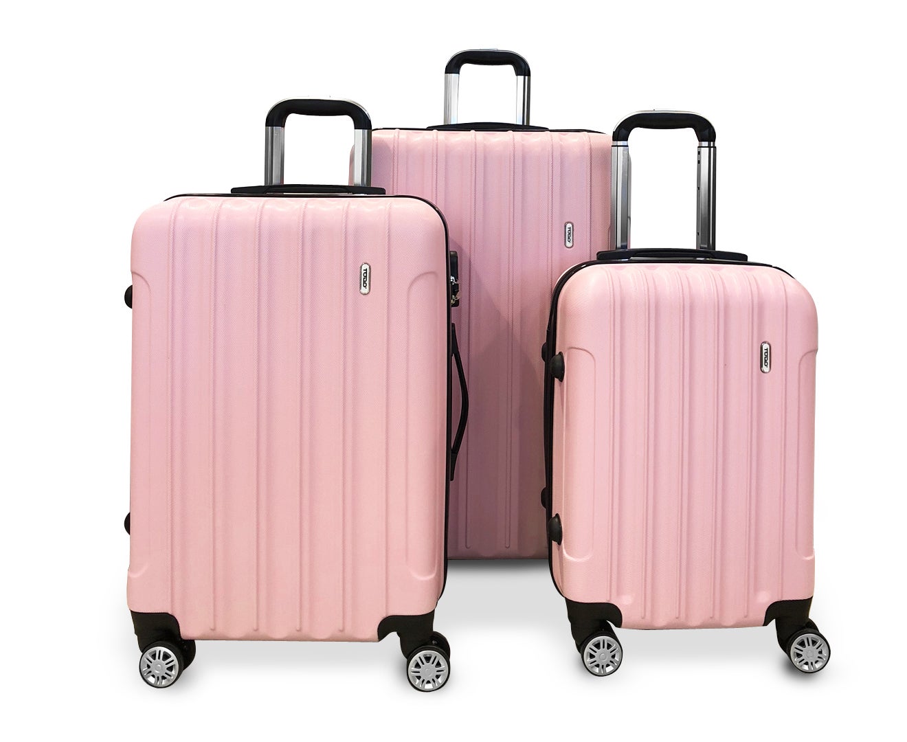 TODO Ultra Light Luggage Set 3Pcs Hard Shell Combination Locks Pink