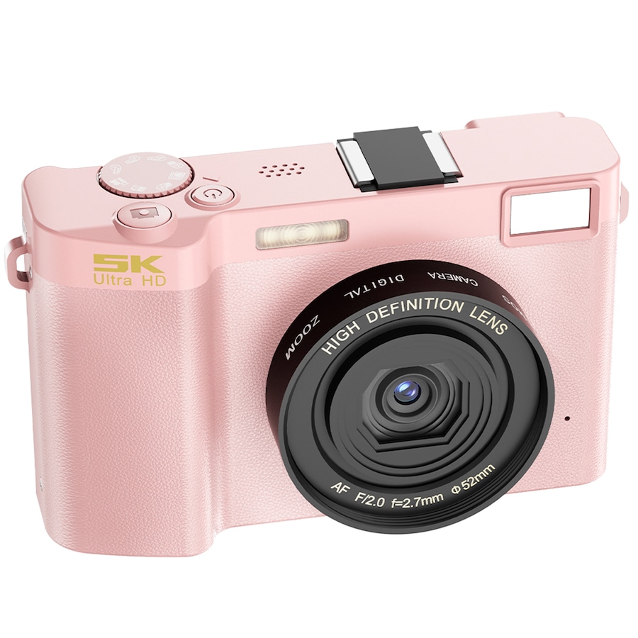 64MP UHD 5K Digital Camera 18x Zoom Dual Lens 3" IPS Display WiFi APP Control - Pink