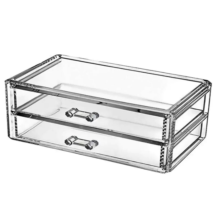 Acrylic Makeup Organizer Container 5mm Clear Acrylic Cosmetic Box Case 2 Draw