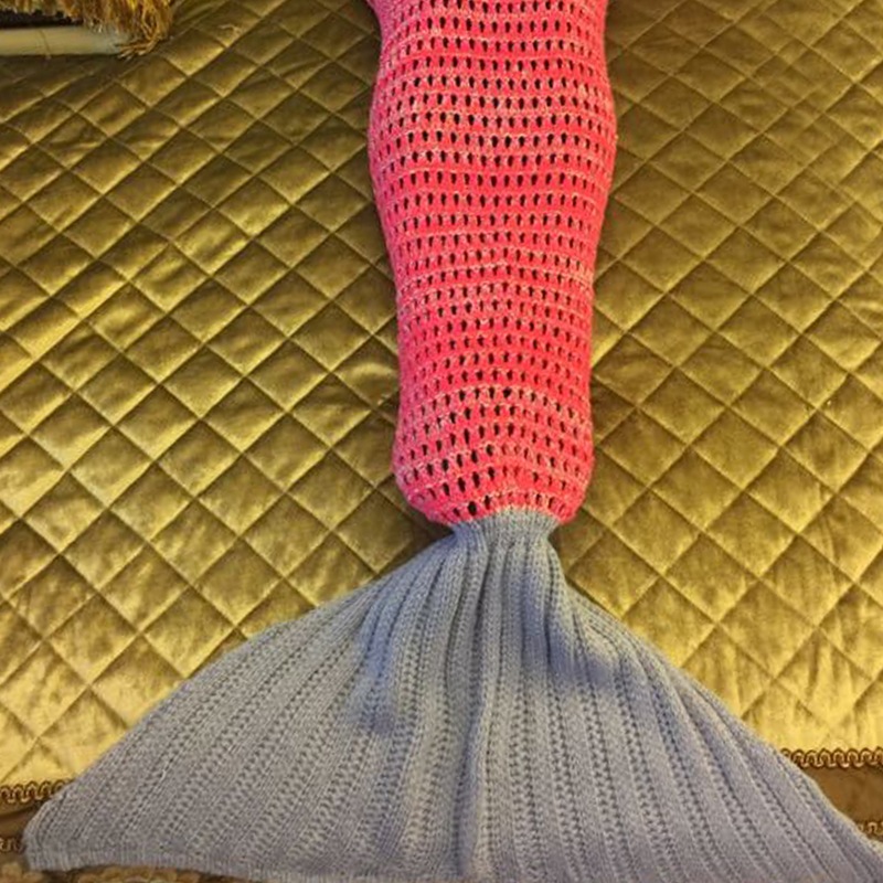 Knitted Mermaid Tail Blanket Crochet Leg Wrap Adult Ladies Pink Purple