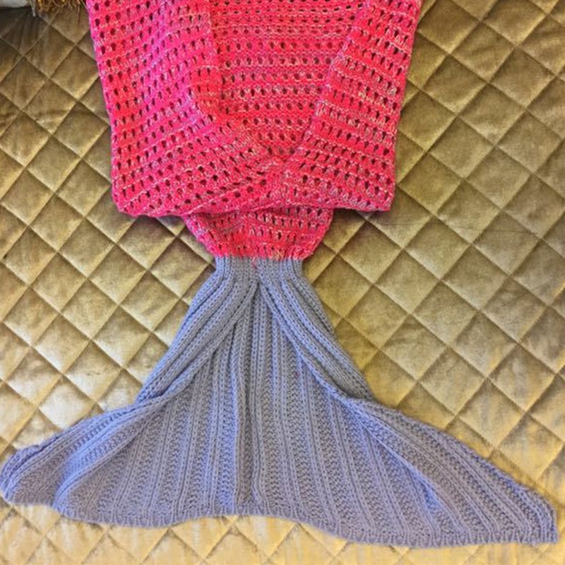 Buy Knitted Mermaid Tail Blanket Crochet Leg Wrap Adult Ladies Pink