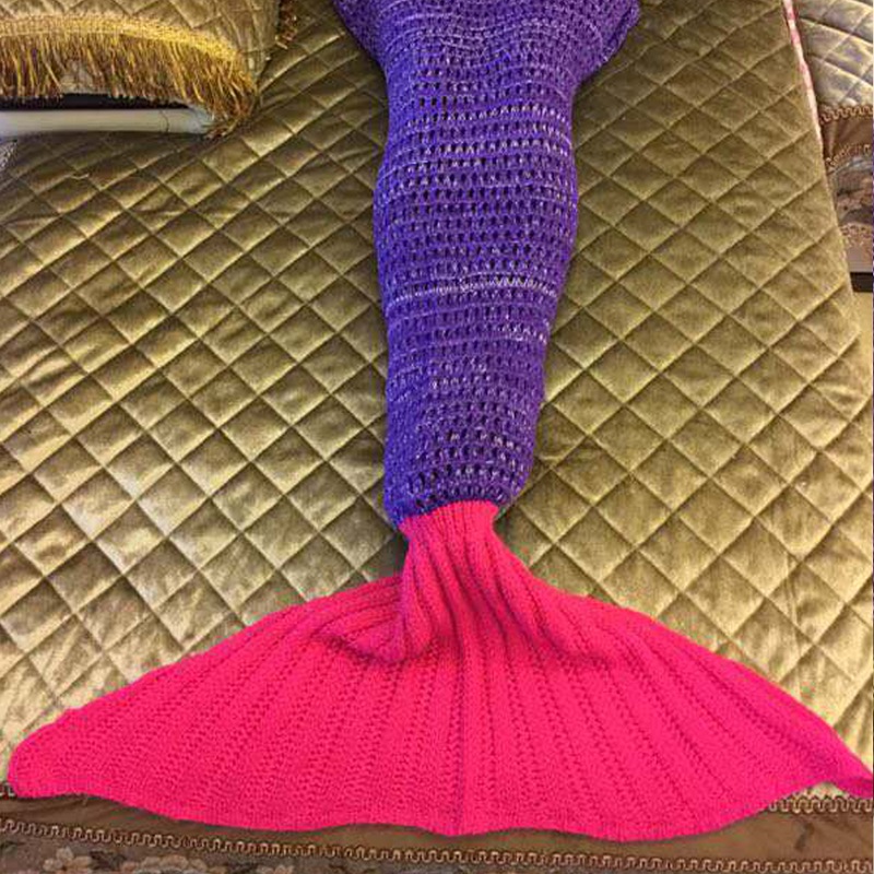 Buy Knitted Mermaid Tail Blanket Crochet Leg Wrap Adult Ladies Purple