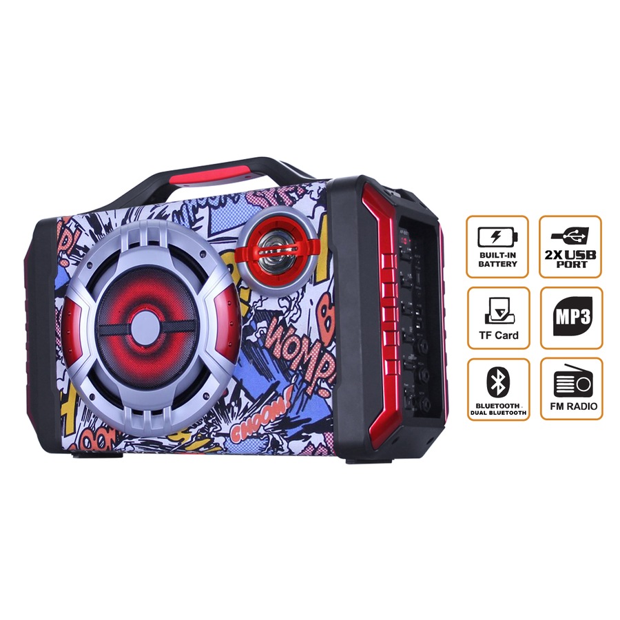 TODO Bluetooth Rechargeable karaoke PA Portable Speaker System Boom Box Dual USB DJ Pa Led Light kit