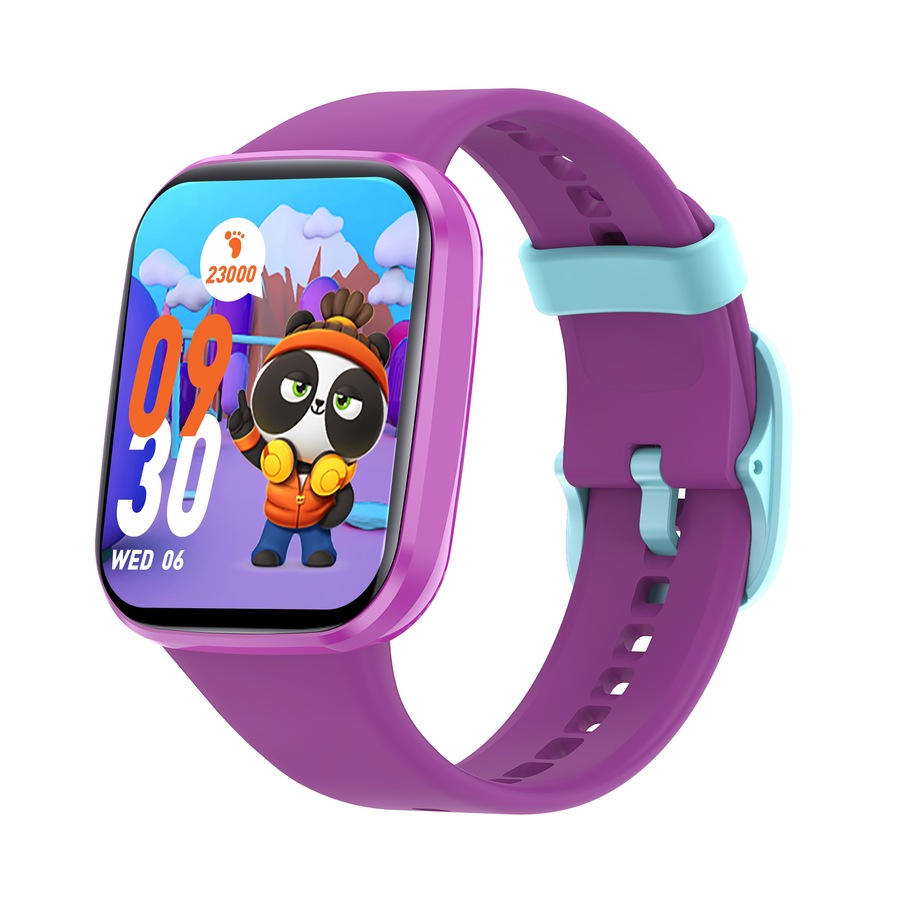 Bluetooth Kids Smart Watch 1.69" Screen Children Monitor Temperature Heart Rate Sleep BLE 5.0 - Purple