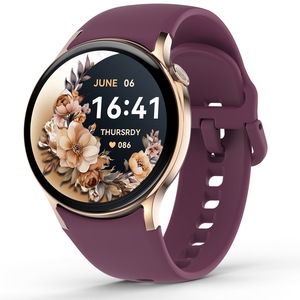 Bluetooth Smart Watch 1.43 Touch Screen Call Heart Rate Blood Pressure BT 5.3 Purple Gold Wine