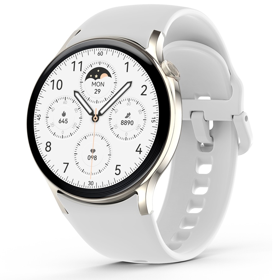 Bluetooth Smart Watch 1.43' Touch Screen Call Heart Rate Blood Pressure BT 5.3 - White