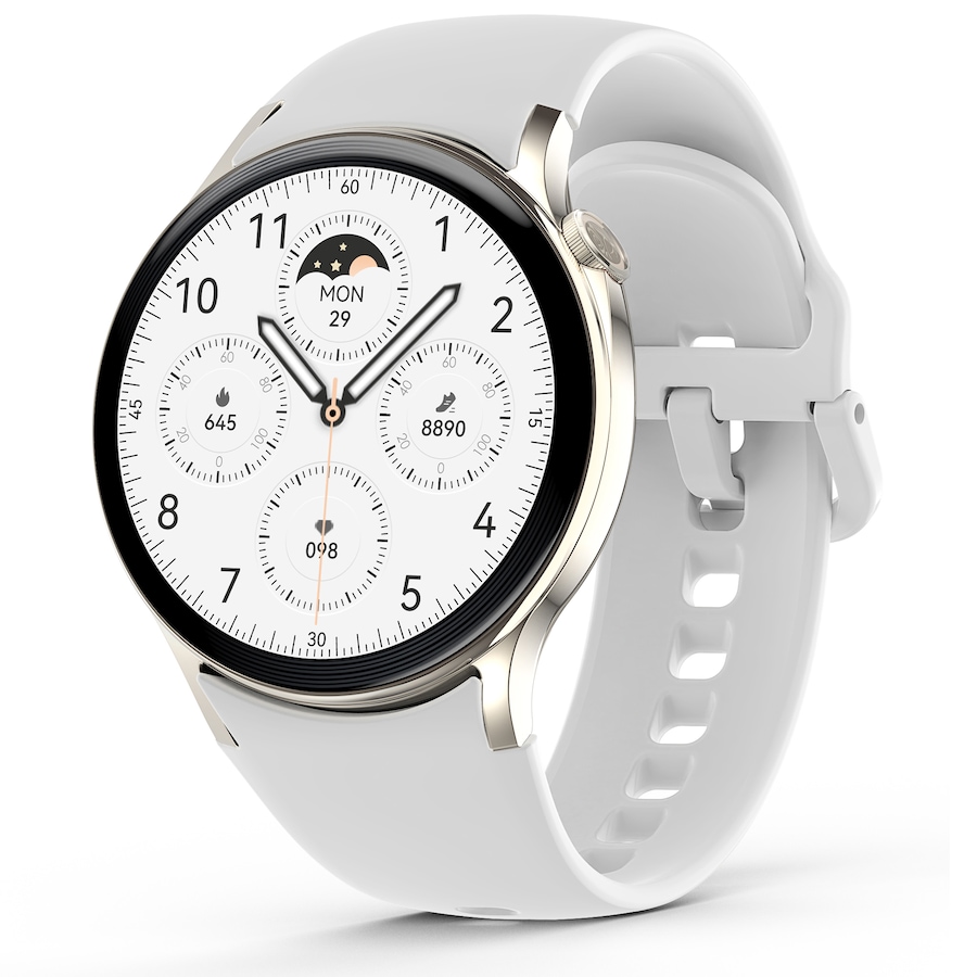 Bluetooth Smart Watch 1.43' Touch Screen Call Heart Rate Blood Pressure BT 5.3 - White