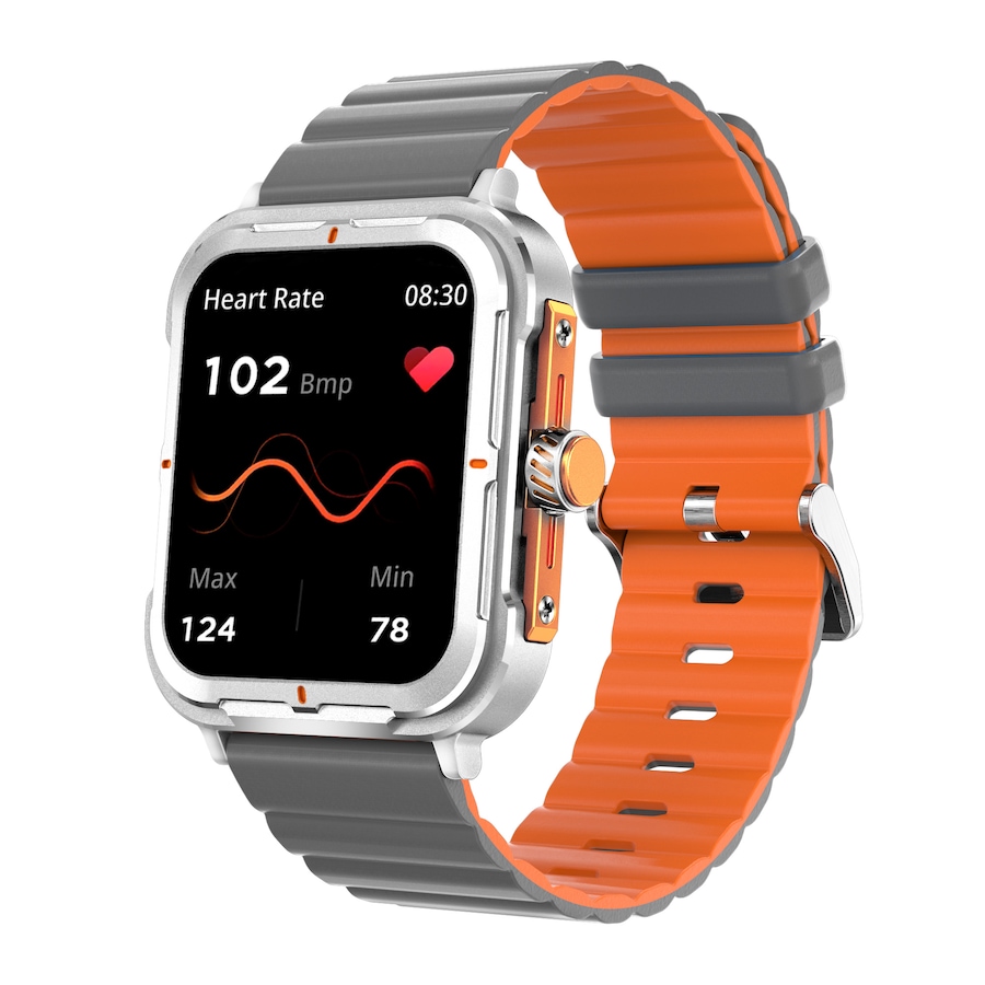 Bluetooth Smart Watch 1.83" IPS Touch Screen Heart Rate Blood Pressure BT 5.2 - Silver Orange